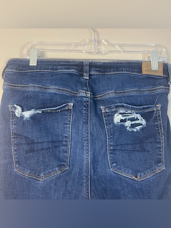 American Eagle Outfitters Dark Blue Distressed Skinny Jeans - Picture 5 of 7